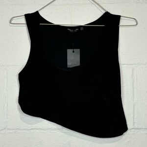 NWT Nasty Gal Woman’s Asymmetric Extreme Black Crop Top Size 10